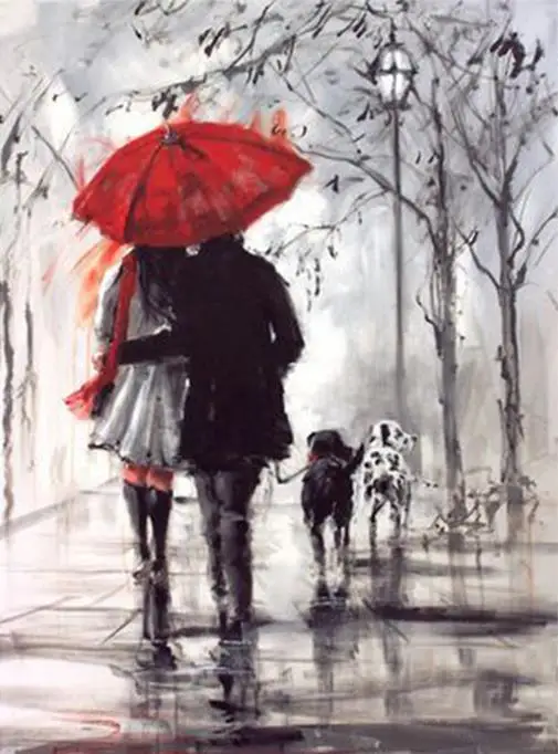 Full Square/Round Diamond 5D DIY Painting "Couple umbrella" Embroidery Cross Stitch Rhinestone Mosaic Decor | Дом и сад