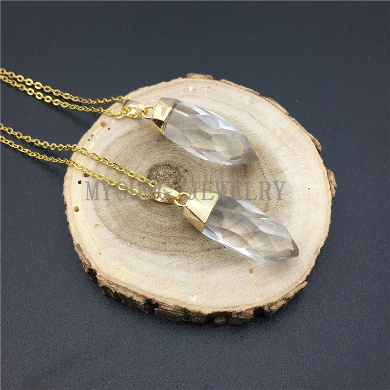 MY0952 Faceted Clear Crystal Quartz Point Nail Pendant Necklace,Petite Gem Stone Bullet Gold Color Chain Necklace kolye
MY0952 Faceted Clear Crystal Quartz Point Nail Pendant Necklace,Petite Gem Stone Bullet Gold Color Chain Necklace kolye