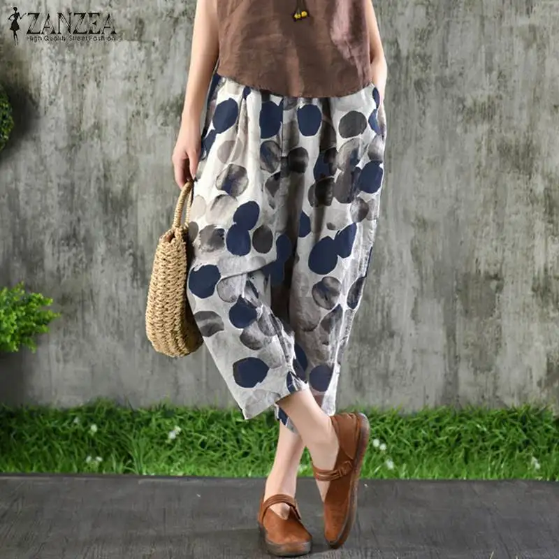 Printed Harem Pants Women's Trousers 2019 ZANZEA Female Casual Elastic Waist Linen Pant Woman Casual Cropped Pantalon Oversized
Printed Harem Pants Women's Trousers 2019 ZANZEA Female Casual Elastic Waist Linen Pant Woman Casual Cropped Pantalon Oversized