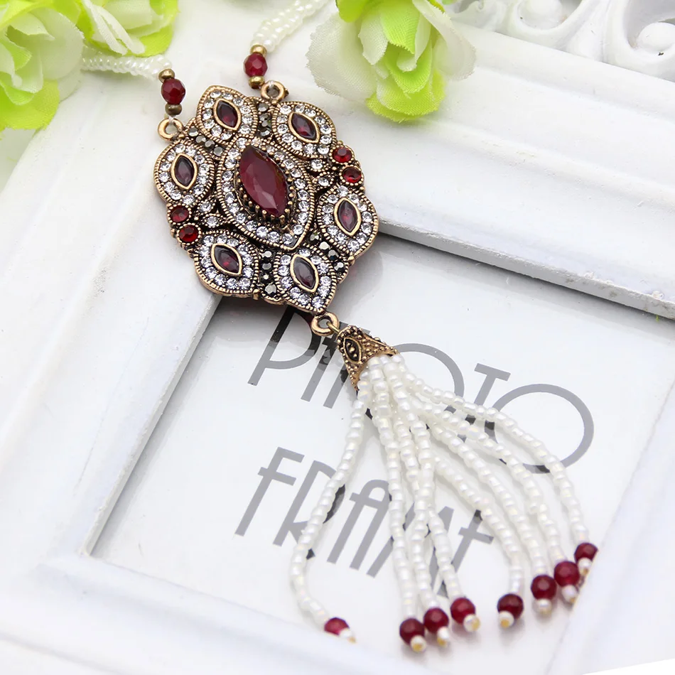 Hot Fashion Luxurious Beaded Tassel Vintage Turkish Women Necklaces Gold Color Jewelry Engagement Party Necklace Festival Gift
Hot Fashion Luxurious Beaded Tassel Vintage Turkish Women Necklaces Gold Color Jewelry Engagement Party Necklace Festival Gift