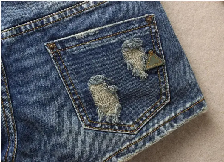 Женские джинсовые шорты с заниженной талией дырками без пояса S/3Xl лето 2020|Шорты| |