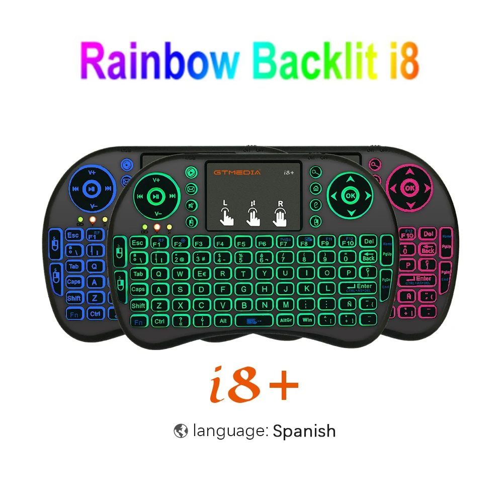 7 Color Backlit I8 Mini Spanish Wireless Keyboard Mouse 2.4ghz USB Keyboard for Laptop Smart TV English Russian With Touchpad
7 Color Backlit I8 Mini Spanish Wireless Keyboard Mouse 2.4ghz USB Keyboard for Laptop Smart TV English Russian With Touchpad