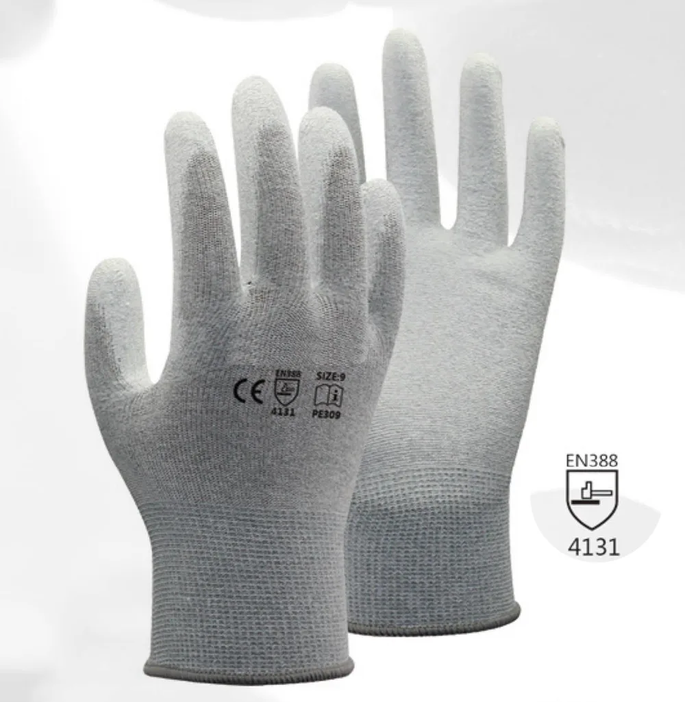 13 gauge carbon liner ESD Safe Anti-static PU Finger Top Coated Work Gloves for Electronic Works
13 gauge carbon liner ESD Safe Anti-static PU Finger Top Coated Work Gloves for Electronic Works