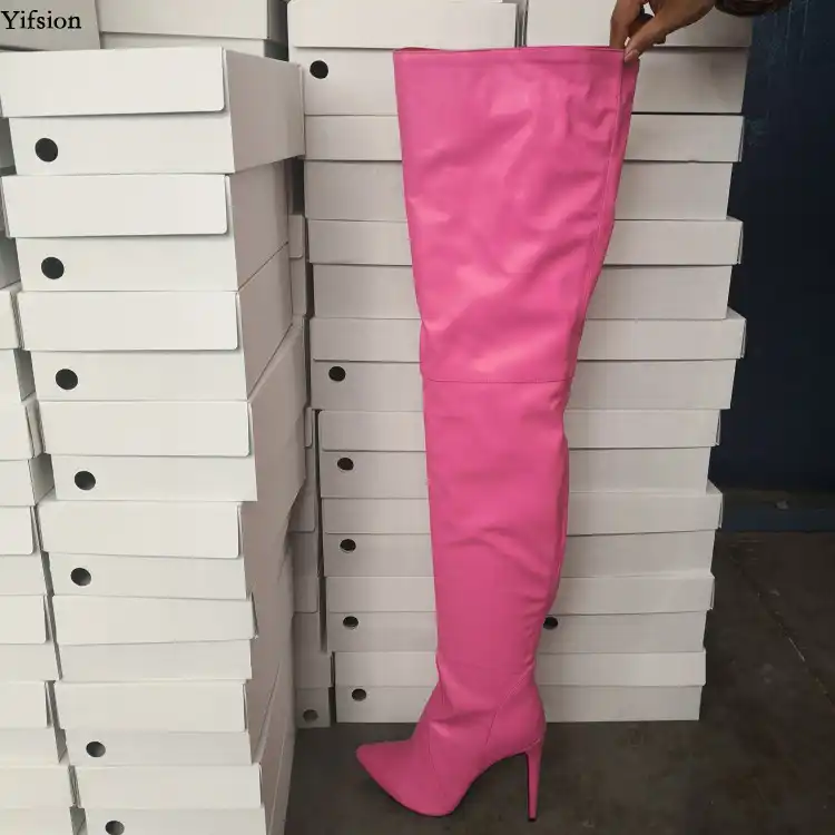 over the knee boots pink