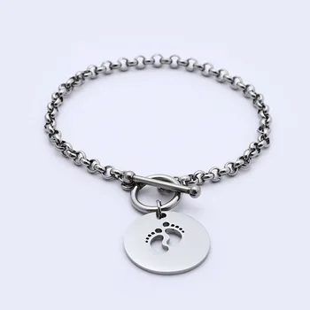 Stainless Steel OT Buckle Bracelet Accessories Jewelry Hollow Ankle Baby Commemorative Footprint Pendant Bracelet Jewelry
Stainless Steel OT Buckle Bracelet Accessories Jewelry Hollow Ankle Baby Commemorative Footprint Pendant Bracelet Jewelry