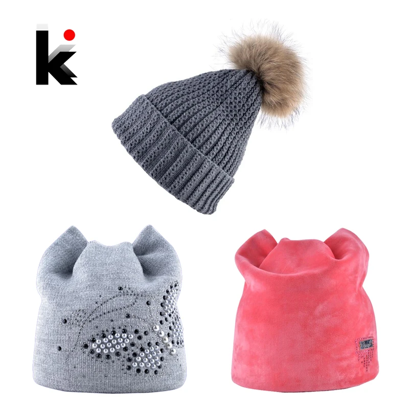 Winter Hat Women Skullies Beanies Girls Warm Knitted Fur Pompom Caps Three Hats Package Multi Color Fashion Lady Beanie Gorras
Winter Hat Women Skullies Beanies Girls Warm Knitted Fur Pompom Caps Three Hats Package Multi Color Fashion Lady Beanie Gorras