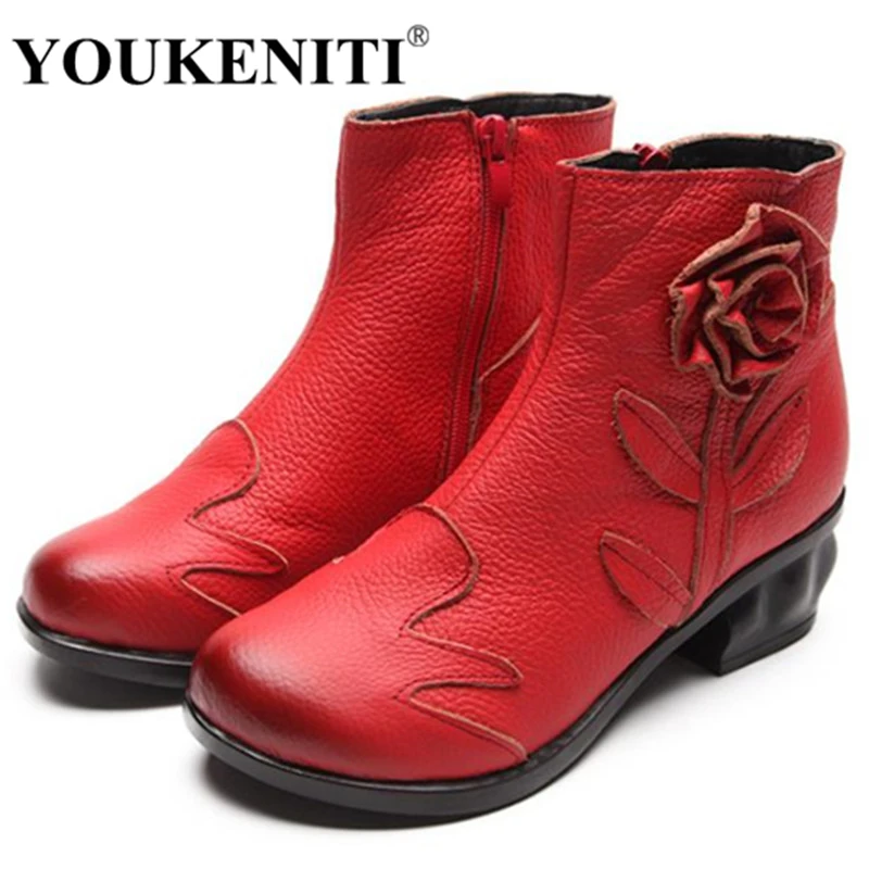 YOUKENITI 2018 Winter Boots Genuine Leather Floral Zipper Velvet Warm Shoes With Square Heel Fashion Women Ankle Boots Shoes
YOUKENITI 2018 Winter Boots Genuine Leather Floral Zipper Velvet Warm Shoes With Square Heel Fashion Women Ankle Boots Shoes