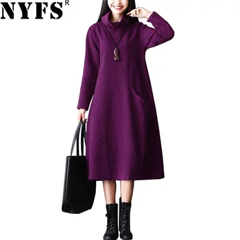 NYFS 2020 New Winter dress Vintage Cotton Loose Solid Thicken women long Dress Vestidos Robe Elbise
NYFS 2020 New Winter dress Vintage Cotton Loose Solid Thicken women long Dress Vestidos Robe Elbise