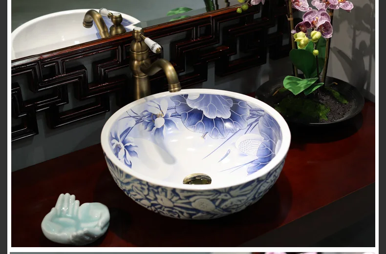 Ceramic wash basin Europe Vintage Style counter top basin bathroom wash basin wash basin table top (4)