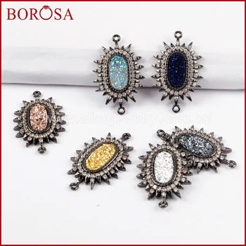 BOROSA 10PCS Gun Black Color Micro pave CZ Crystal Man-made Druzy Connectors for Necklace DIY Gems Jewelry for Women WX893
BOROSA 10PCS Gun Black Color Micro pave CZ Crystal Man-made Druzy Connectors for Necklace DIY Gems Jewelry for Women WX893