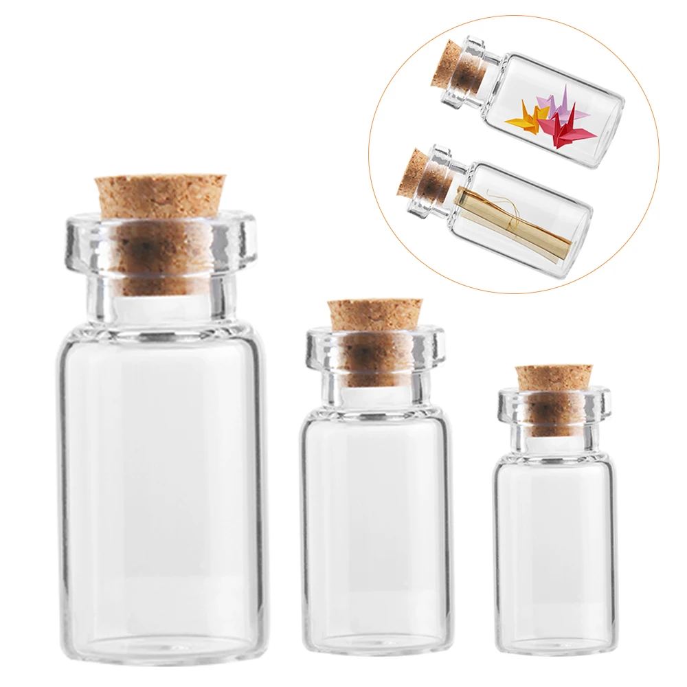 

10PC 2/3/10ml Clear Vials Glass Bottle Empty Wishing Message Bottles Transparent With Cork Stopper Tiny Bottles Mini Containers