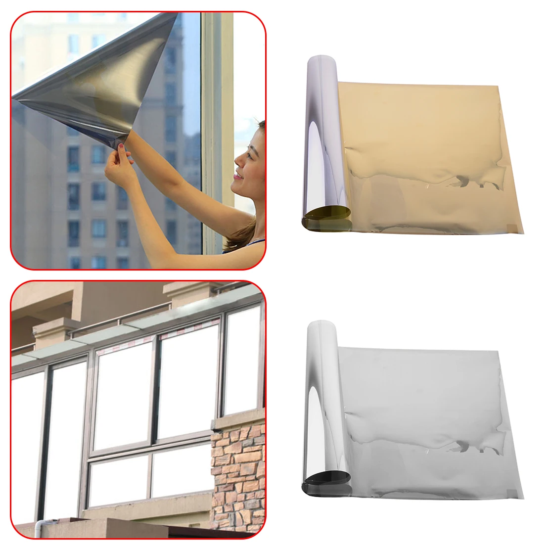 Silver Grey/Gold Non-transparent Anti-UV Mirror Solar Reflective Window Glass Tint Film One Way Membrane Sticker
Silver Grey/Gold Non-transparent Anti-UV Mirror Solar Reflective Window Glass Tint Film One Way Membrane Sticker