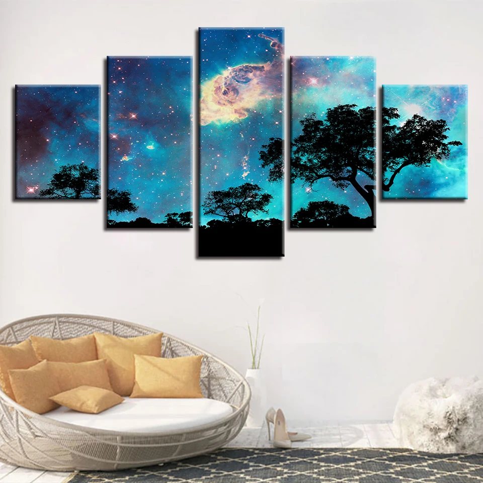 Bedroom Wall Decor Poster Pictures 5 Pieces HD Printed Tree Abstract Starry Sky Night View Canvas Painting Modular Framework Art
Bedroom Wall Decor Poster Pictures 5 Pieces HD Printed Tree Abstract Starry Sky Night View Canvas Painting Modular Framework Art