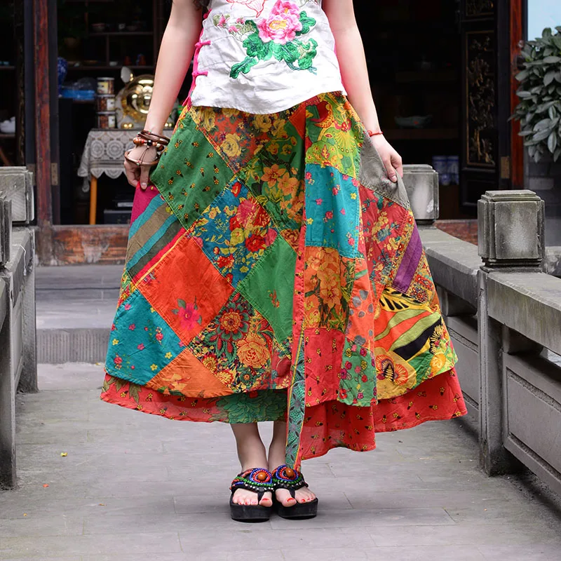 Women's skirts Summer cotton linen long skirt Double sided print Large size clothing Ethnic clothes for women
Women's skirts Summer cotton linen long skirt Double sided print Large size clothing Ethnic clothes for women
