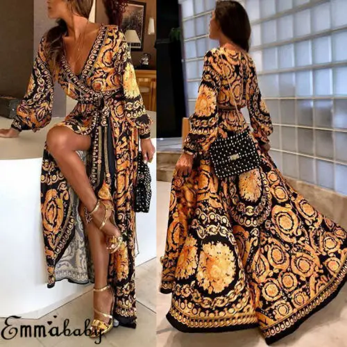 Plus Size Ladies Long Sleeve Floral Boho Women V Neck Party Bodycon Maxi Dress Clothing
Plus Size Ladies Long Sleeve Floral Boho Women V Neck Party Bodycon Maxi Dress Clothing