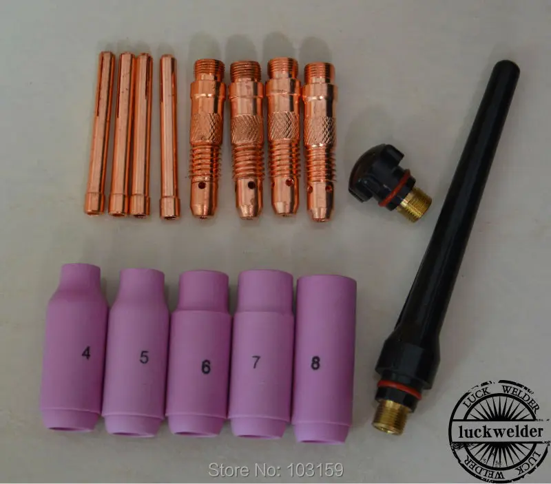 TIG Kit Collet Collet Body Nozzle Welding Torch Comsumables Connector For WP17 18 26 Series 15pcs
TIG Kit Collet Collet Body Nozzle Welding Torch Comsumables Connector For WP17 18 26 Series 15pcs