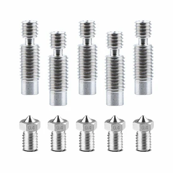 3D Printer V6 Extruder Stainless Steel Nozzle 0.4mm + V6 1.75mm all Metal Throat for E3D V5-V6 3D Printer (pack of 10)
3D Printer V6 Extruder Stainless Steel Nozzle 0.4mm + V6 1.75mm all Metal Throat for E3D V5-V6 3D Printer (pack of 10)