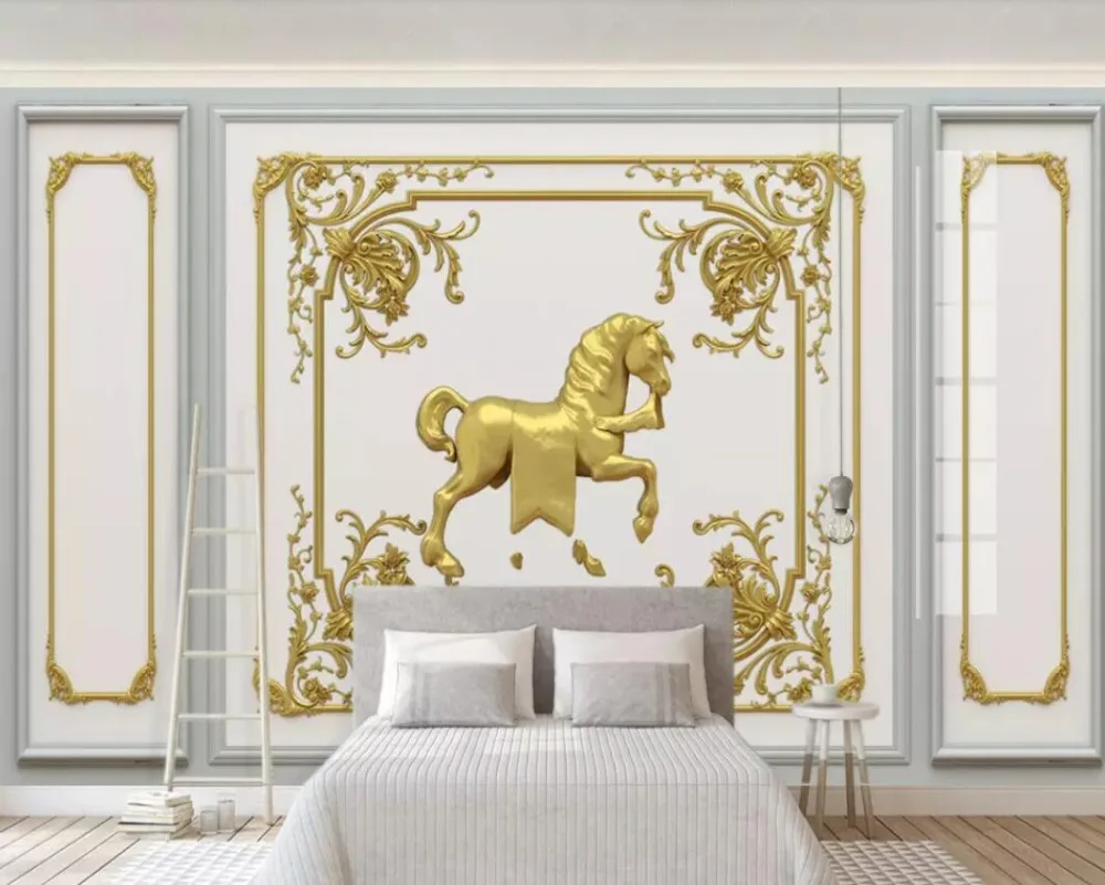 3d three - dimensional horse - style carved gold decoration grid TV background wall decoration painting
3d three - dimensional horse - style carved gold decoration grid TV background wall decoration painting