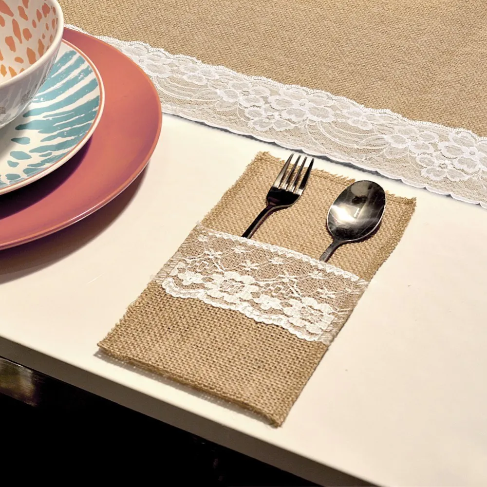 50pcs 10pcs/lot Knife cover Holder Vintage Decoration Wedding festival Packaging Fork Pocket bag Lace Jute Burlap
50pcs 10pcs/lot Knife cover Holder Vintage Decoration Wedding festival Packaging Fork Pocket bag Lace Jute Burlap