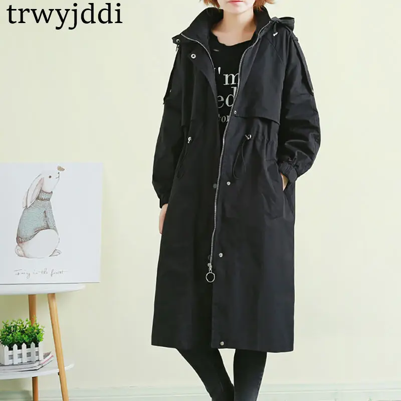 Fashion Windbreaker Female Long Section 2019 Spring Autumn New Korean Loose Hooded Waist Zipper Trench Coat N160
Fashion Windbreaker Female Long Section 2019 Spring Autumn New Korean Loose Hooded Waist Zipper Trench Coat N160
