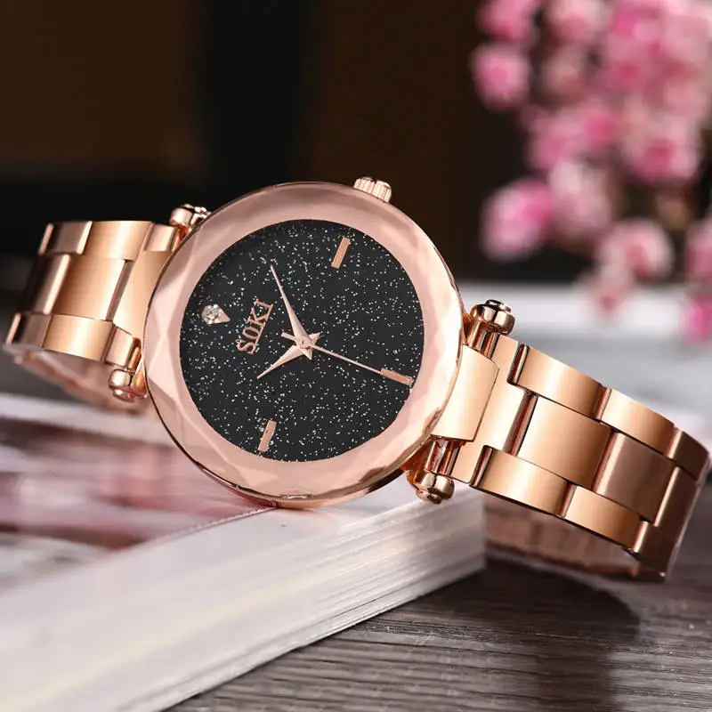 Фото SOKI новые модные часы женские кварцевые со стразами relogio feminino наручные модельные