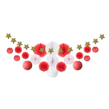 20pcs Red Party Decoration Kit Paper Fans Rosette Lanterns Pom Pom Flowers Gold Star Garland for Wedding Birthday Valentine
20pcs Red Party Decoration Kit Paper Fans Rosette Lanterns Pom Pom Flowers Gold Star Garland for Wedding Birthday Valentine