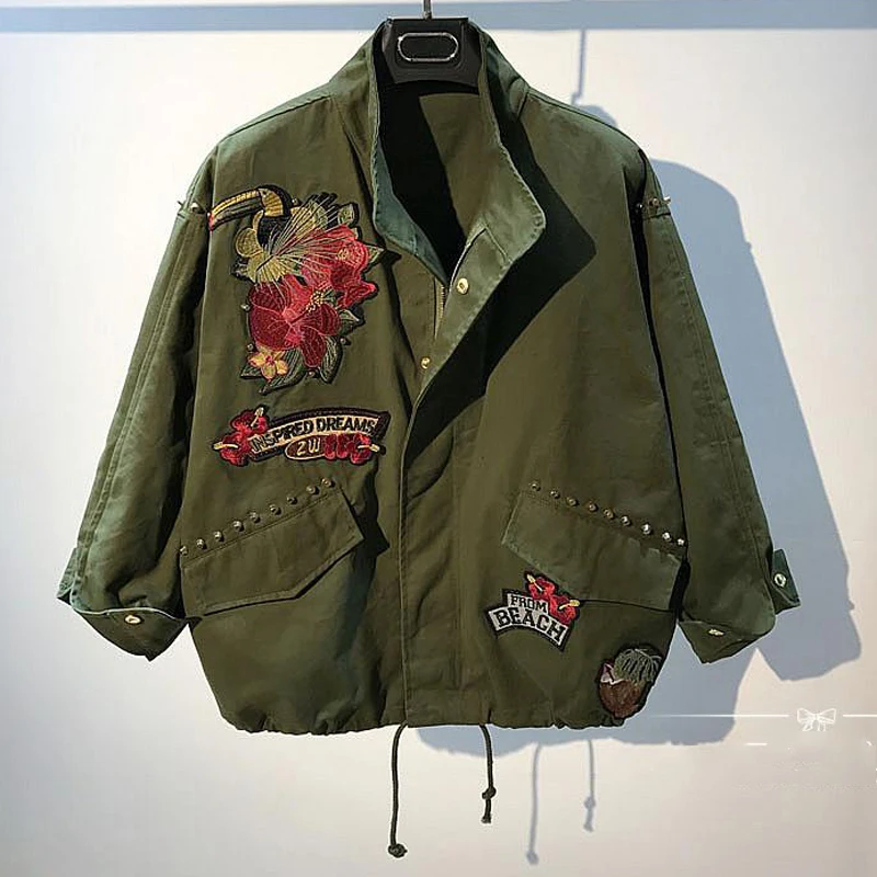 Summer Women Pattern Jackets and Coats Army European Fashion Casual Outfits Streetwear Women Flower Jackets and Coats S3003
Summer Women Pattern Jackets and Coats Army European Fashion Casual Outfits Streetwear Women Flower Jackets and Coats S3003