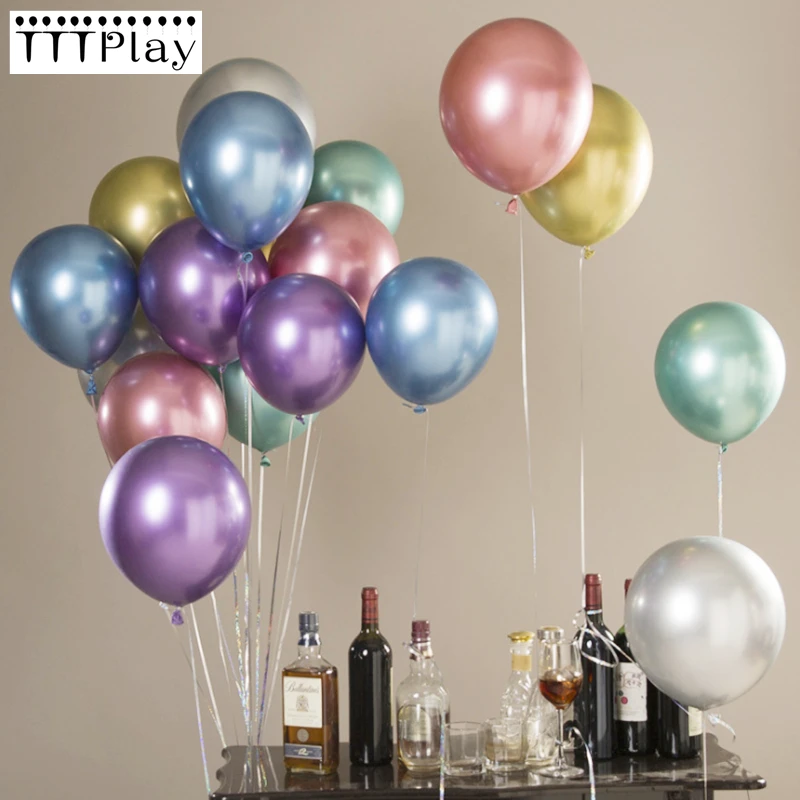 Фото 50pcs 12inch Latex Chrome Gold Silver Wedding Baby Shower Birthday Carnival Party Decor Metallic Balloons Supplies Helium Favors | Дом и сад