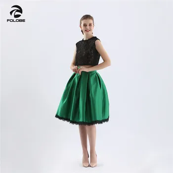 FOLOBE Women's High Waisted Satin A-Line Skirt Pleated Knee Length Skirt with Lace Edge L395
FOLOBE Women's High Waisted Satin A-Line Skirt Pleated Knee Length Skirt with Lace Edge L395