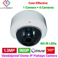 Lihmsek 1.3 Megapixel 960P Indoor Vandalproof IP Network 360 Degree Fisheye Camera CCTV Security Surveillance Product image