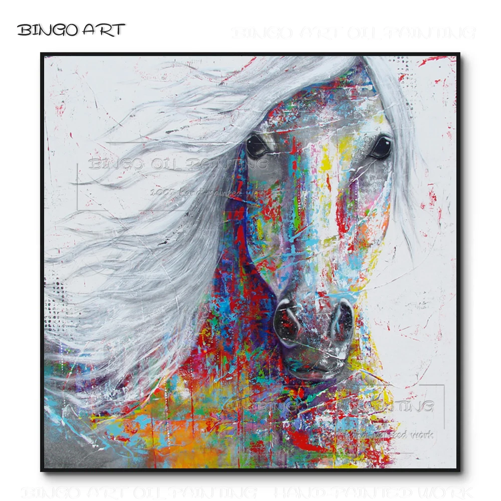 Handmade High Quality Abstract Modern Horse Oil Painting on Canvas Colorful Colors Fashion Art Horse Oil Painting for Wall Decor
Handmade High Quality Abstract Modern Horse Oil Painting on Canvas Colorful Colors Fashion Art Horse Oil Painting for Wall Decor