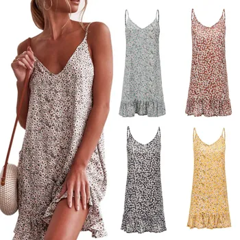 4Colors Women Boho Floral Ruffle Mini Dress Summer Beach Sleeveless Sexy V neck Holiday Beach Dress Flower Sundress
4Colors Women Boho Floral Ruffle Mini Dress Summer Beach Sleeveless Sexy V neck Holiday Beach Dress Flower Sundress