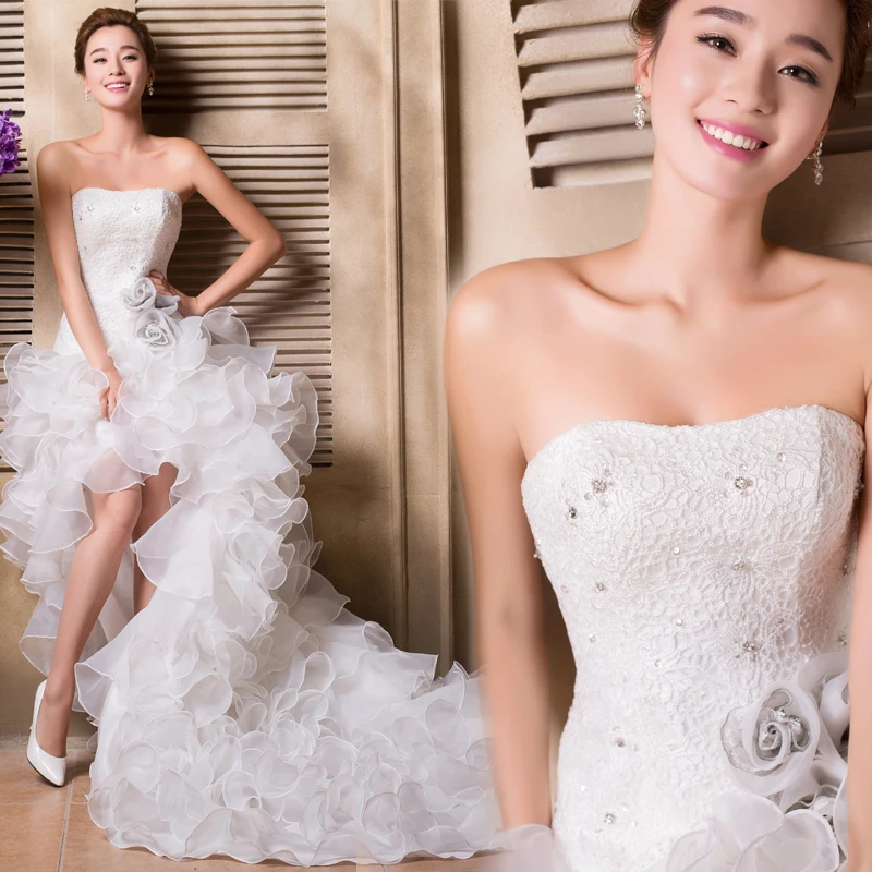 Ball Gown Lace high low Wedding Dresses Tiered ruffles Organza Bridal Gown wedding gowns Vestidos De Novia Robe De Mariee
Ball Gown Lace high low Wedding Dresses Tiered ruffles Organza Bridal Gown wedding gowns Vestidos De Novia Robe De Mariee