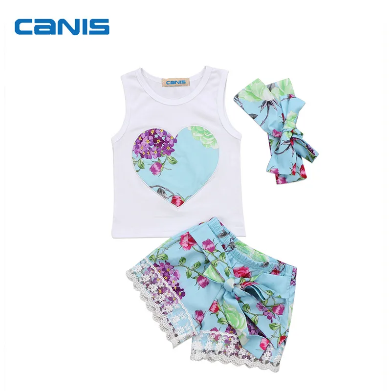 3Pcs Toddler Baby Girl Clothes Tops Floral Vest +Lace Shorts Pants +Headwear Outfits Set Children girl Clothing
3Pcs Toddler Baby Girl Clothes Tops Floral Vest +Lace Shorts Pants +Headwear Outfits Set Children girl Clothing