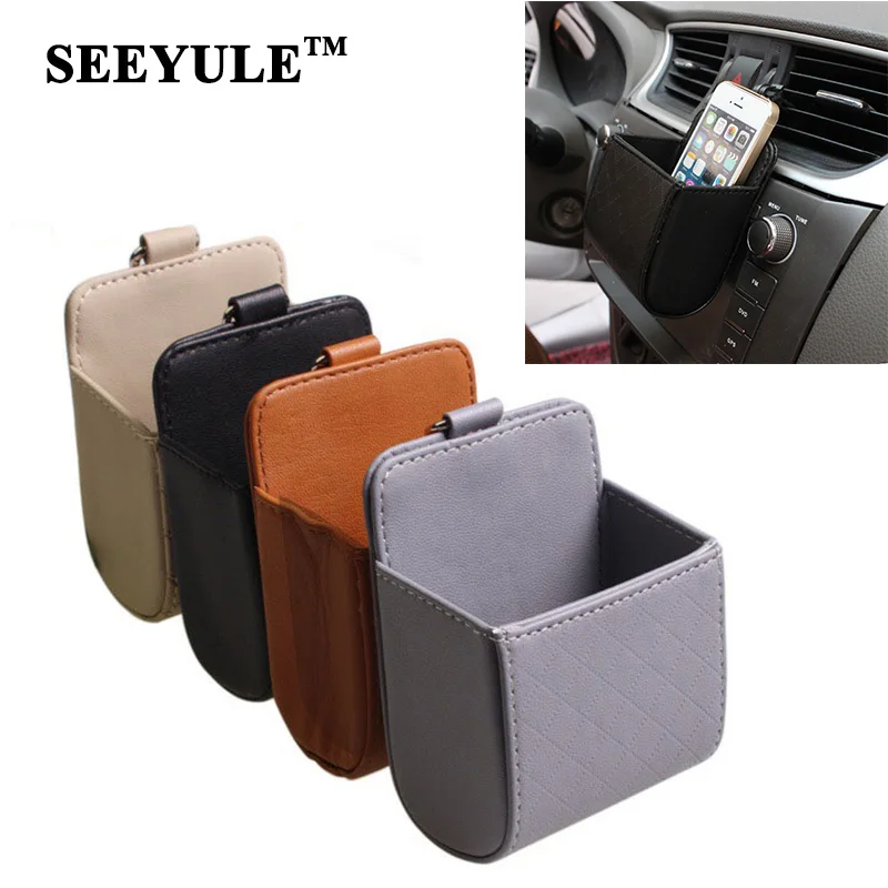 1pc SEEYULE High Quality PU Leather Car Air Vent Storage Box with Hook Phone Stuff Holder Durable Practical Stowing Bag
1pc SEEYULE High Quality PU Leather Car Air Vent Storage Box with Hook Phone Stuff Holder Durable Practical Stowing Bag