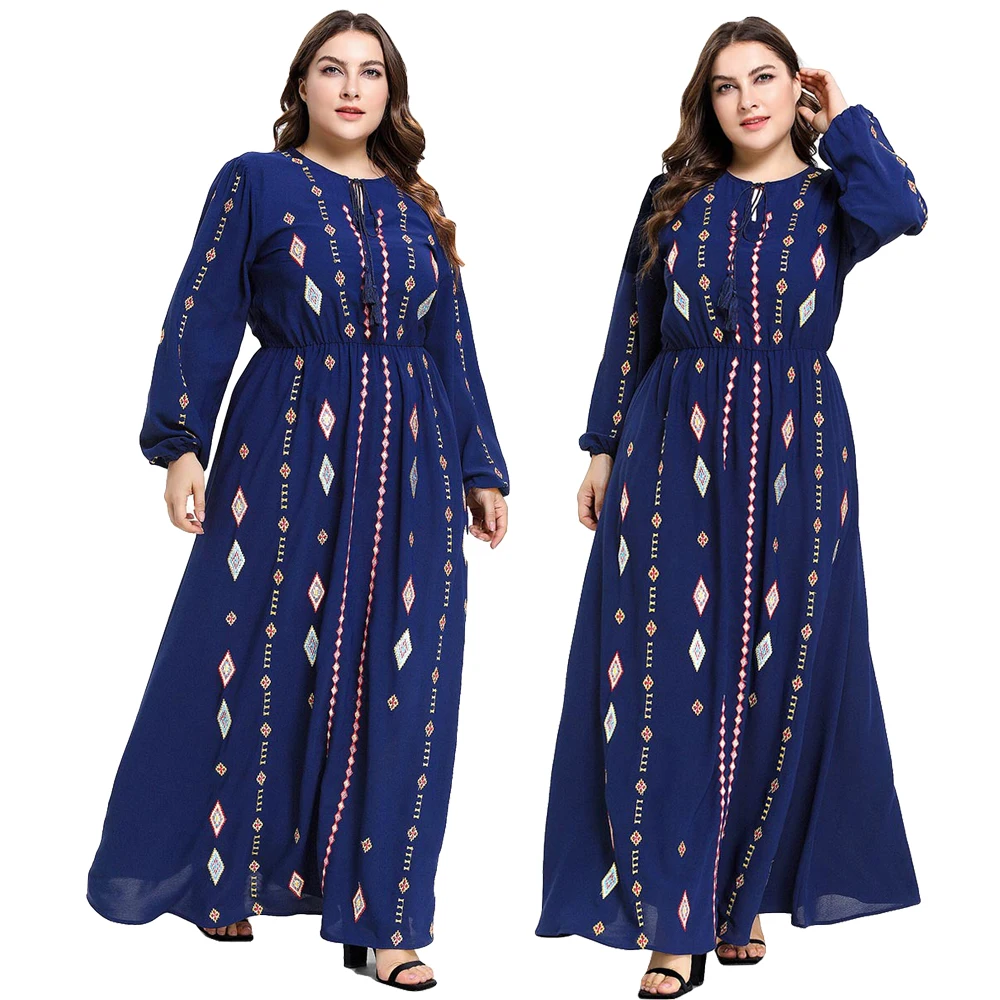 Vintage Ethnic Embroidery Women Long Dress Maxi Abaya Swing Robe Muslim Kaftan O-neck Drawstring Long Sleeve Islamic Clothing
Vintage Ethnic Embroidery Women Long Dress Maxi Abaya Swing Robe Muslim Kaftan O-neck Drawstring Long Sleeve Islamic Clothing