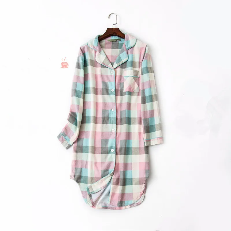 New arrical women elegant simple nightgowns green color plaid shirt collar spring sleep dress softy cotton for ladies
New arrical women elegant simple nightgowns green color plaid shirt collar spring sleep dress softy cotton for ladies