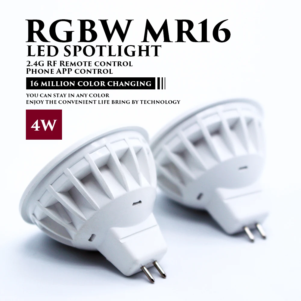 DC 12V Dimmable RGBW led bulb Light 2.4G Wireless MR16 4W RF smart white Spotlight wifi spot lamp compatible with milight
DC 12V Dimmable RGBW led bulb Light 2.4G Wireless MR16 4W RF smart white Spotlight wifi spot lamp compatible with milight