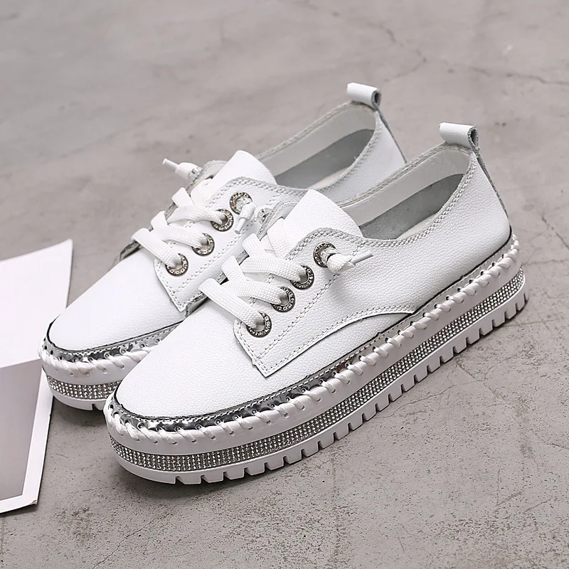 2019 women platform sneakers shoes female Genuine Leather Walking flats Loafers for women White crystal Comfort Vacation shoes
2019 women platform sneakers shoes female Genuine Leather Walking flats Loafers for women White crystal Comfort Vacation shoes