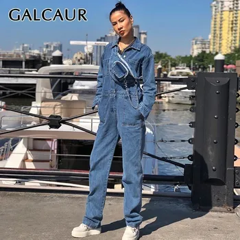GALCAUR Vintage Solid Denim Women Jumpsuit Lapel Long Sleeve High Waist Slim Trousers Female Fashion Clothes Summer 2020 Tide
GALCAUR Vintage Solid Denim Women Jumpsuit Lapel Long Sleeve High Waist Slim Trousers Female Fashion Clothes Summer 2020 Tide