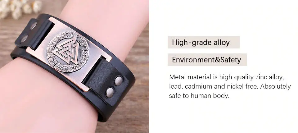 Skyrim Punk Leather Bracelet With Viking Runes Totem Metal Crafts Connector Charms Adjustable Vintage Wristband Leather Bracelet 26