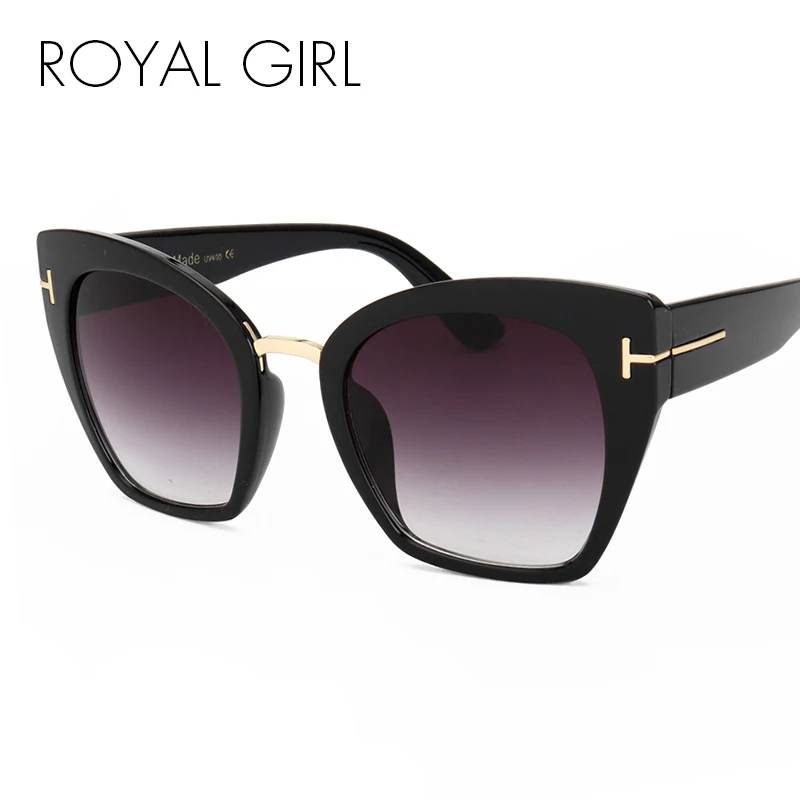 

ROYAL GIRL Fashion Cat Eye Sunglasses Women Classic Brand Designer Female Gradient Flat Panel Lens Big Unisex Sun Glasses ss191