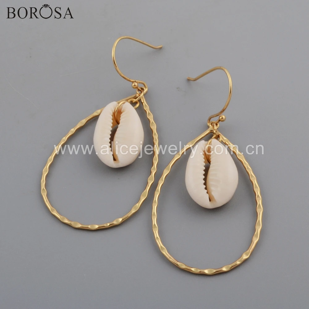 BOROSA 10Pairs Natural Cowrie Shell Earrings with Rectangle Teardrop Copper Metal Fashion Women Earrings G1757
BOROSA 10Pairs Natural Cowrie Shell Earrings with Rectangle Teardrop Copper Metal Fashion Women Earrings G1757