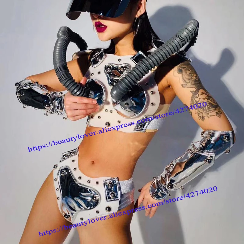 Nightclub Future space Warrior costume stage wear sexy singer dancer Show Silver Space Mask Armor Top Shorts Leggings Gloves
Nightclub Future space Warrior costume stage wear sexy singer dancer Show Silver Space Mask Armor Top Shorts Leggings Gloves