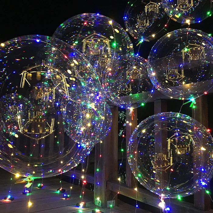 

24inch bobo ball transparent clear balloon 3M led String LED Flashing Lights wedding party birthday decoration helium ballon TOY