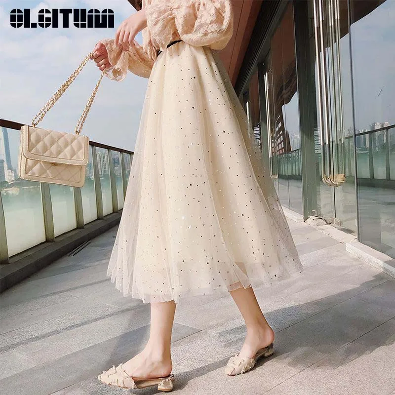 New 2019 Korean Version of Spring Summer Women Pleated Skirt Star Sequined Tulle Empire Waist A-Ling Skirt SK335
New 2019 Korean Version of Spring Summer Women Pleated Skirt Star Sequined Tulle Empire Waist A-Ling Skirt SK335