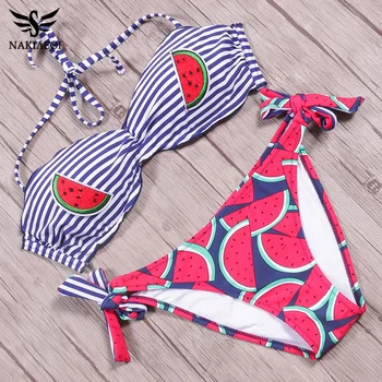 NAKIAEOI 2019 Sexy Halter Bikinis Women Swimsuit Push Up Swimwear Embroidery Fruit Printed Brazilian Bikini Set Bathing Suits
NAKIAEOI 2019 Sexy Halter Bikinis Women Swimsuit Push Up Swimwear Embroidery Fruit Printed Brazilian Bikini Set Bathing Suits