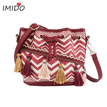 Bohemia Straw weave bucket bag tassel handbag summer beach bag striped female shoulder messenger bags crossbody bags for women
Bohemia Straw weave bucket bag tassel handbag summer beach bag striped female shoulder messenger bags crossbody bags for women