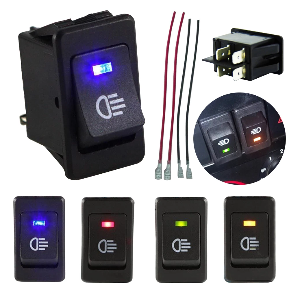 4-Pins LED On//Off Indicator Rocker Toggle Switch Driving Fog Lamp//Work Light lt