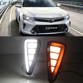 Car Flashing 2Pcs Daytime Running Light fog lamp 12V Fog light LED DRL with Yellow Turn Signal For Toyota Camry 2015 2016 2017
Car Flashing 2Pcs Daytime Running Light fog lamp 12V Fog light LED DRL with Yellow Turn Signal For Toyota Camry 2015 2016 2017